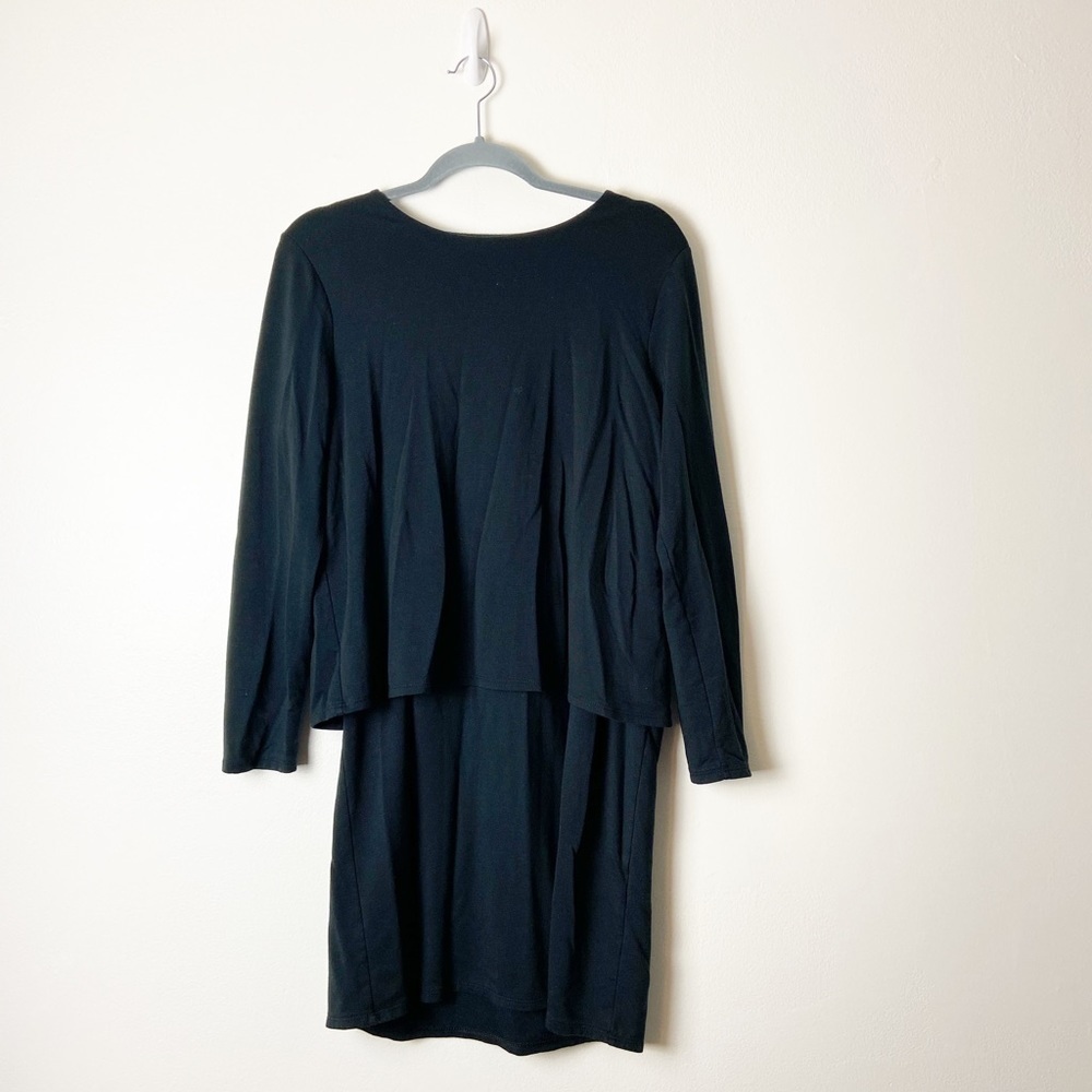 LUXE TENCEL PURE JILL • Women’s Black Overlay Splice Back Dress Size Medium